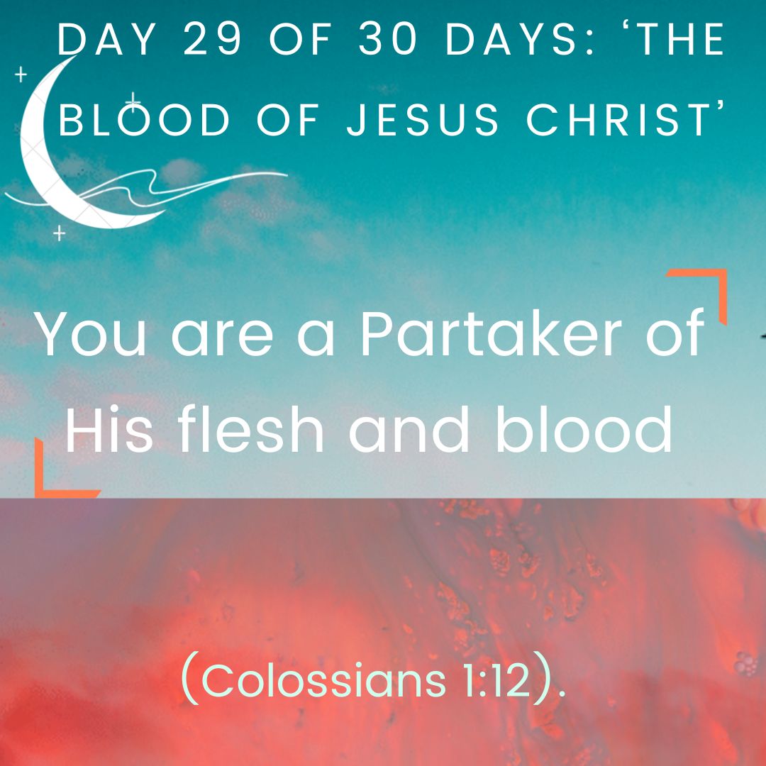 Day 29 of 30 days: ‘The Blood of Jesus Christ’–You are a Partaker of His flesh and blood