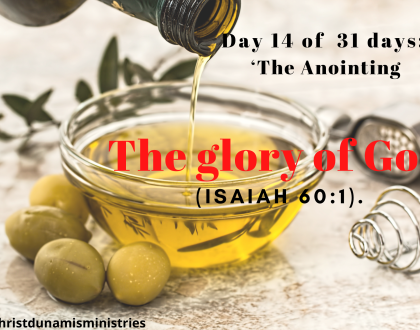 Day 14 of 31 days: ‘The Anointing’ – The glory of God