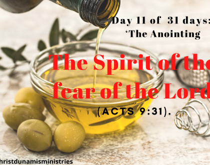 Day 11 of 31 days: ‘The Anointing’ – The Spirit of the fear of the Lord