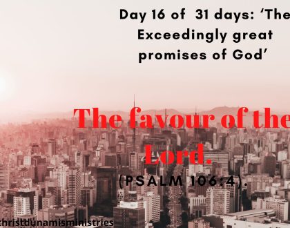 Day 16 of 31 days: ‘The Exceedingly great promise of God’ – The favour of the Lord.