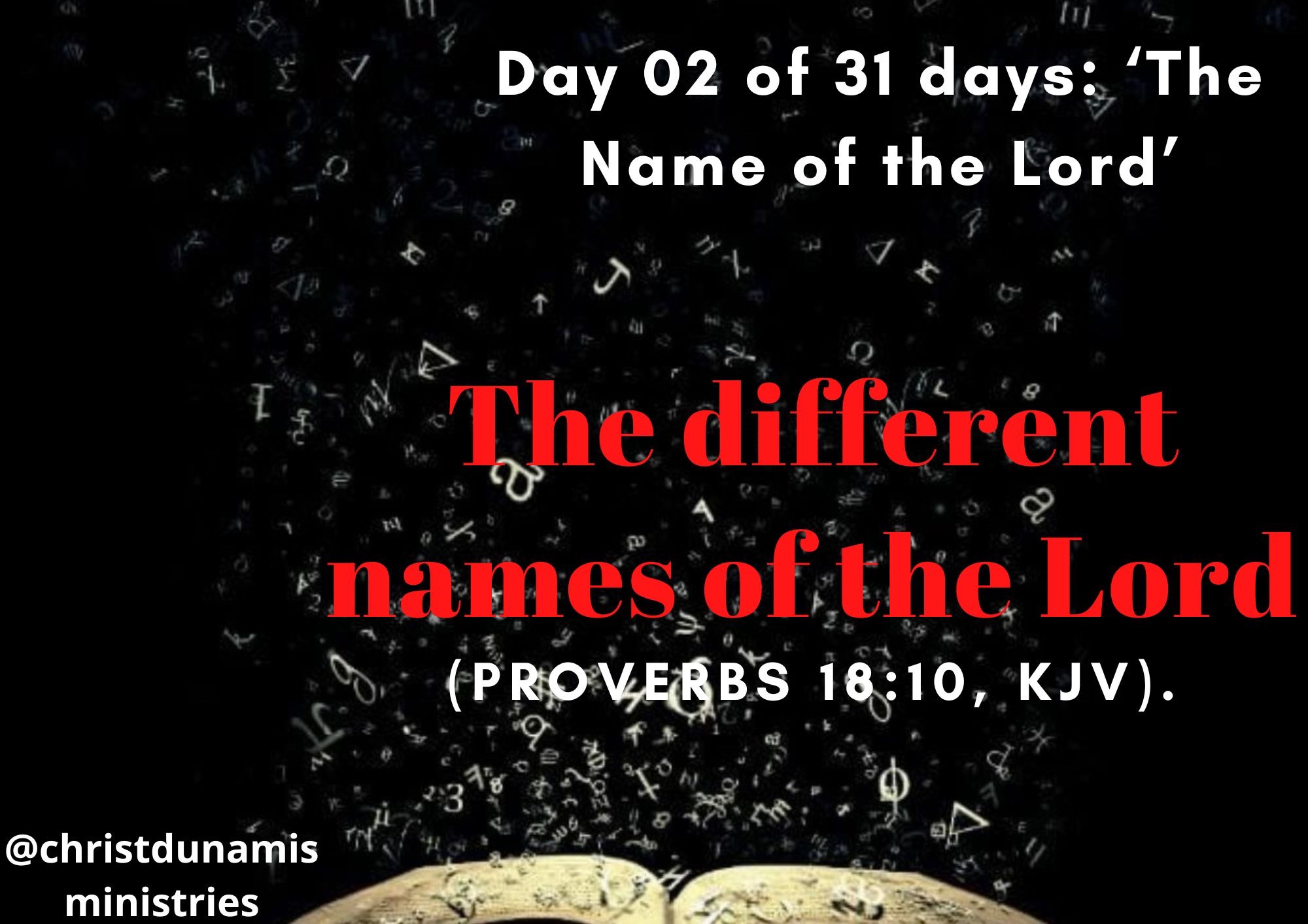 Day 02 of 31 days: ‘The Name of the Lord’ – The different names of the Lord