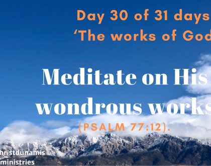 Day 30 of 31 days: ‘The works of God’ – Meditate on His wondrous works