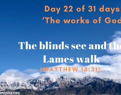 Day 22 of 31 days: ‘The works of God’ – The blinds see and the Lames walk