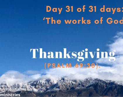 Day 31 of 31 days: ‘The works of God’ – Thanksgiving