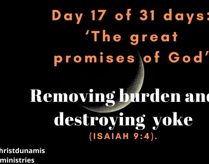 Day 17 of 31 days: ‘The great promises of God’ – Removing burden and destroying yoke
