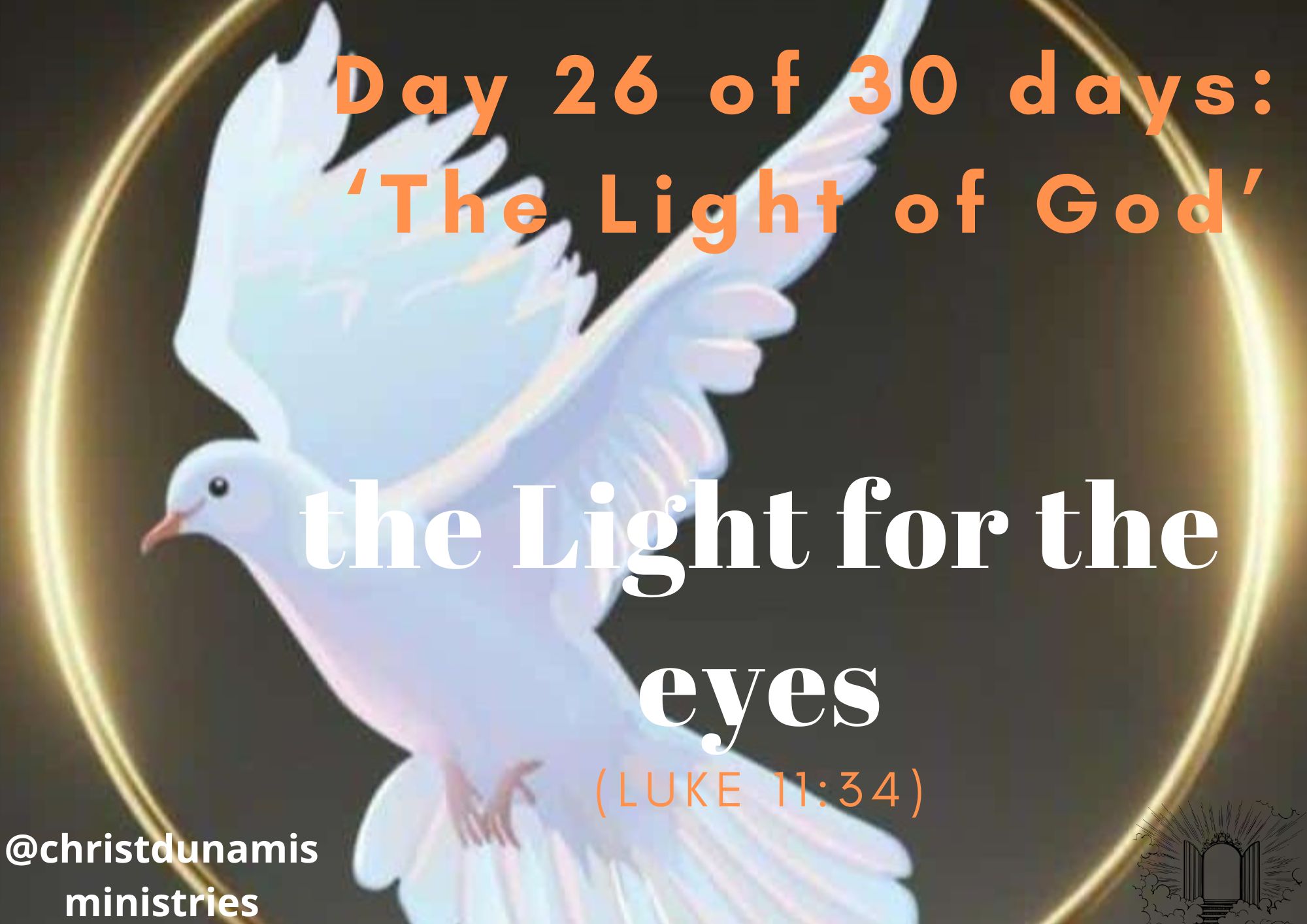 Day 26 of 30 days: ‘The Light of God’ – the Light for the eyes