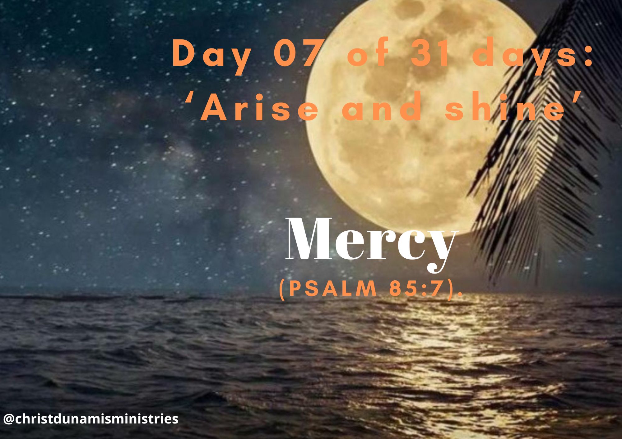 Day 07 of 31 days: ‘Arise and shine’ – Mercy