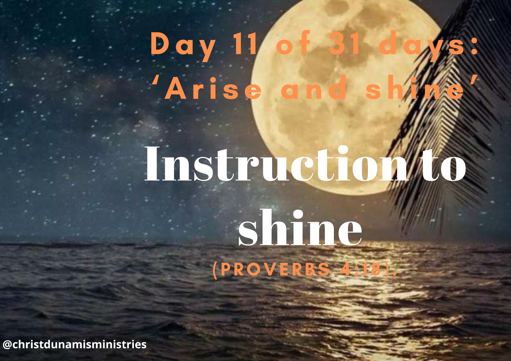 Day 11 of 31 days: ‘Arise and shine’ – Instruction to shine 