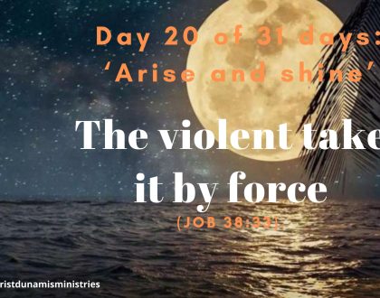 Day 20 of 31 days: ‘Arise and shine’ – The violent take it by force