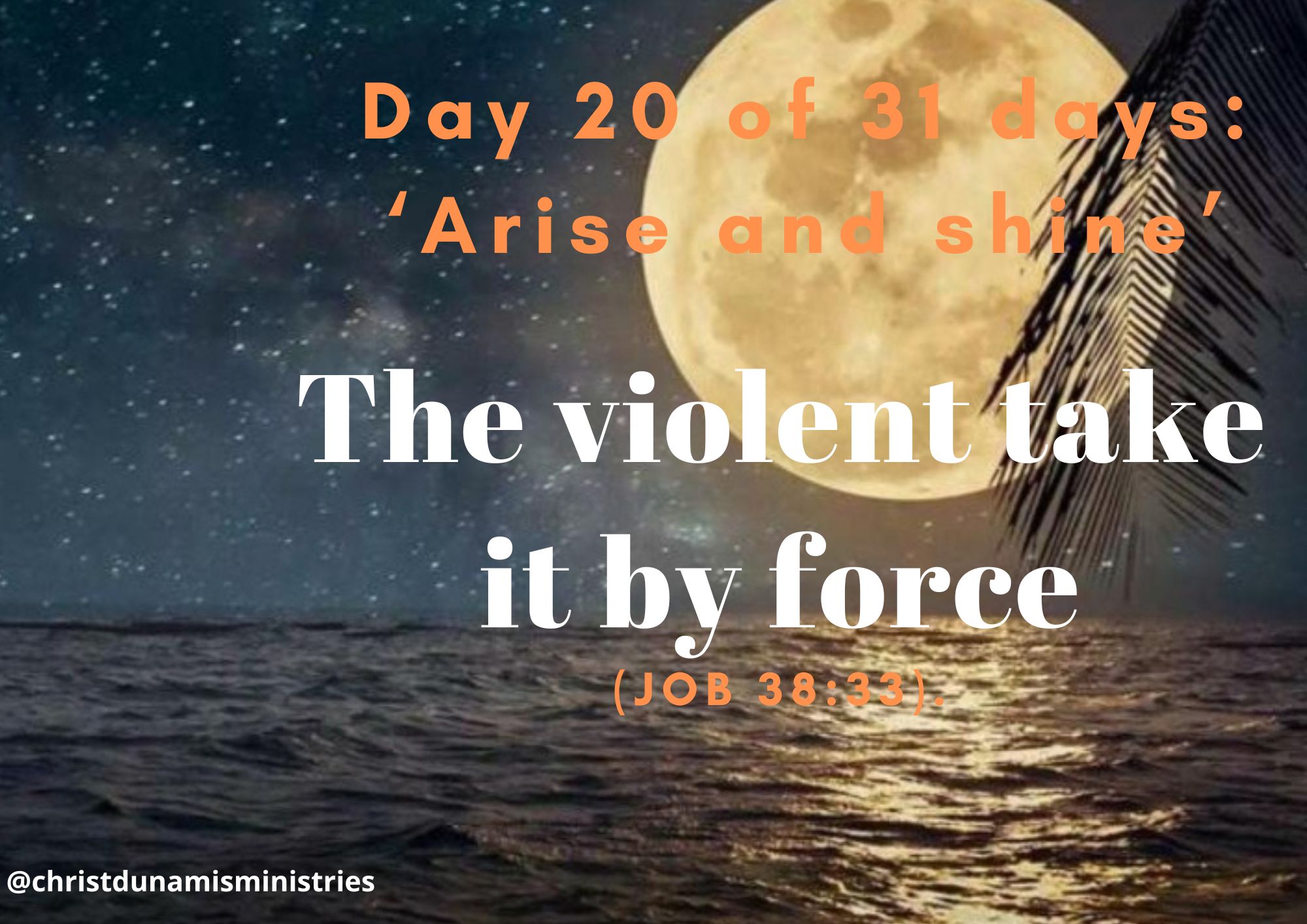 Day 20 of 31 days: ‘Arise and shine’ – The violent take it by force