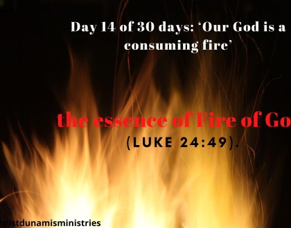 Day 14 of 30 days: ‘Our God is a consuming fire’ – the essence of Fire of God.