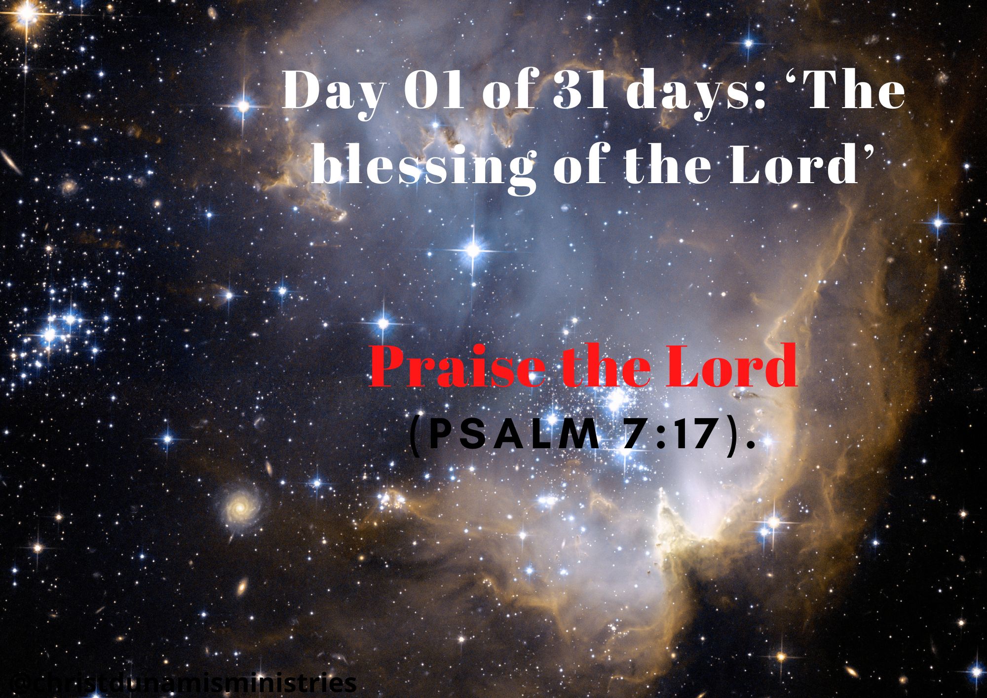 Day 01 of 31 days: ‘The blessing of the Lord’ – Praise the Lord