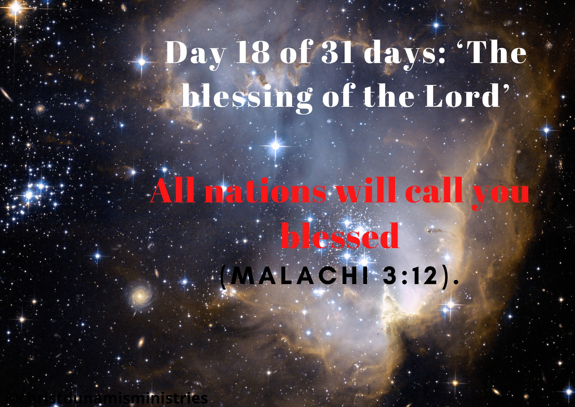 Day 18 of 31 days: ‘The blessing of the Lord’ – All nations will call you blessed