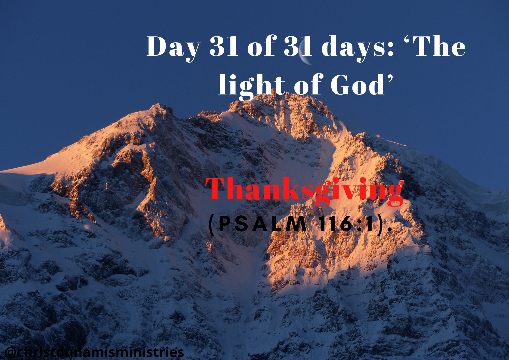 Day 31 of 31 days: ‘The light of God’ – Thanksgiving