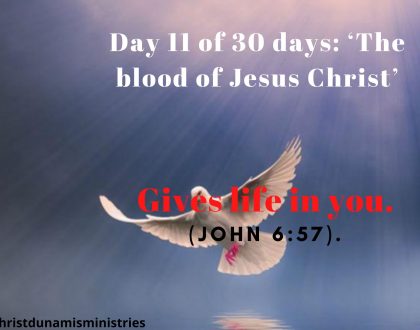 Day 11 of 30 days: ‘The blood of Jesus Christ’ – Gives life in you.