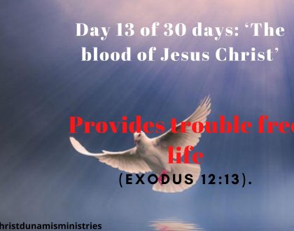 Day 13 of 30 days: ‘The blood of Jesus Christ’ – Provides trouble free life