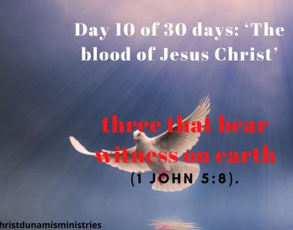 Day 10 of 30 days: ‘The blood of Jesus Christ’ – three that bear witness on earth