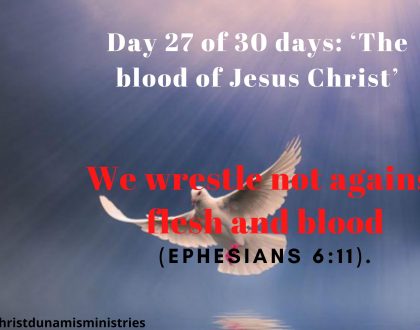 Day 27 of 30 days: ‘The blood of Jesus Christ’ – We wrestle not against flesh and blood