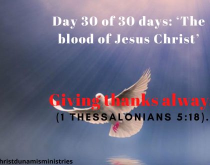 Day  30 of  30 days: ‘The Encounter with the Spirit’ –  Giving thanks always