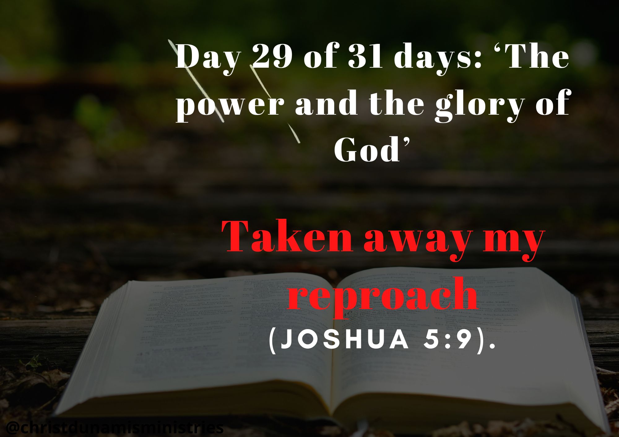 Day 29 of 31 days: ‘The power and the glory of God’ – Taken away my reproach