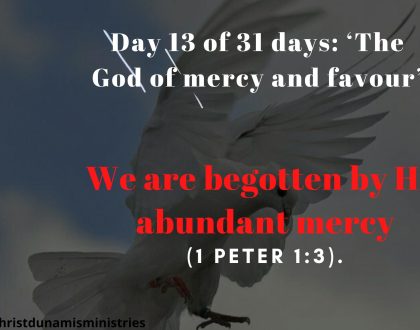 Day 13 of 31 days: ‘The God of mercy and favour’ – We are begotten by His abundant mercy
