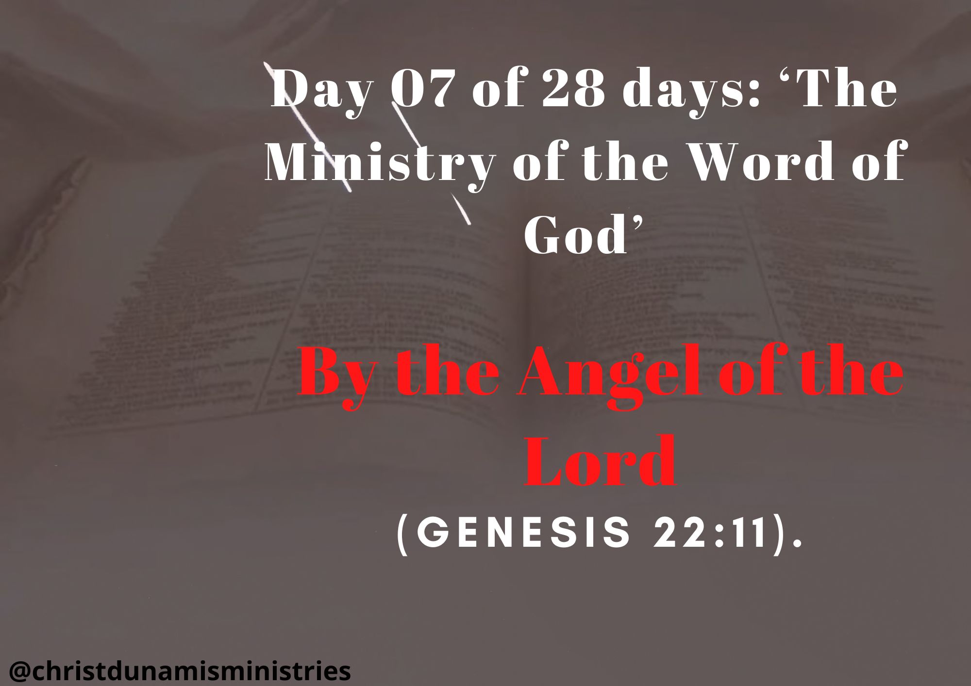 Day 07 of 28 days: ‘The Ministry of the Word of God’ – By the Angel of the Lord