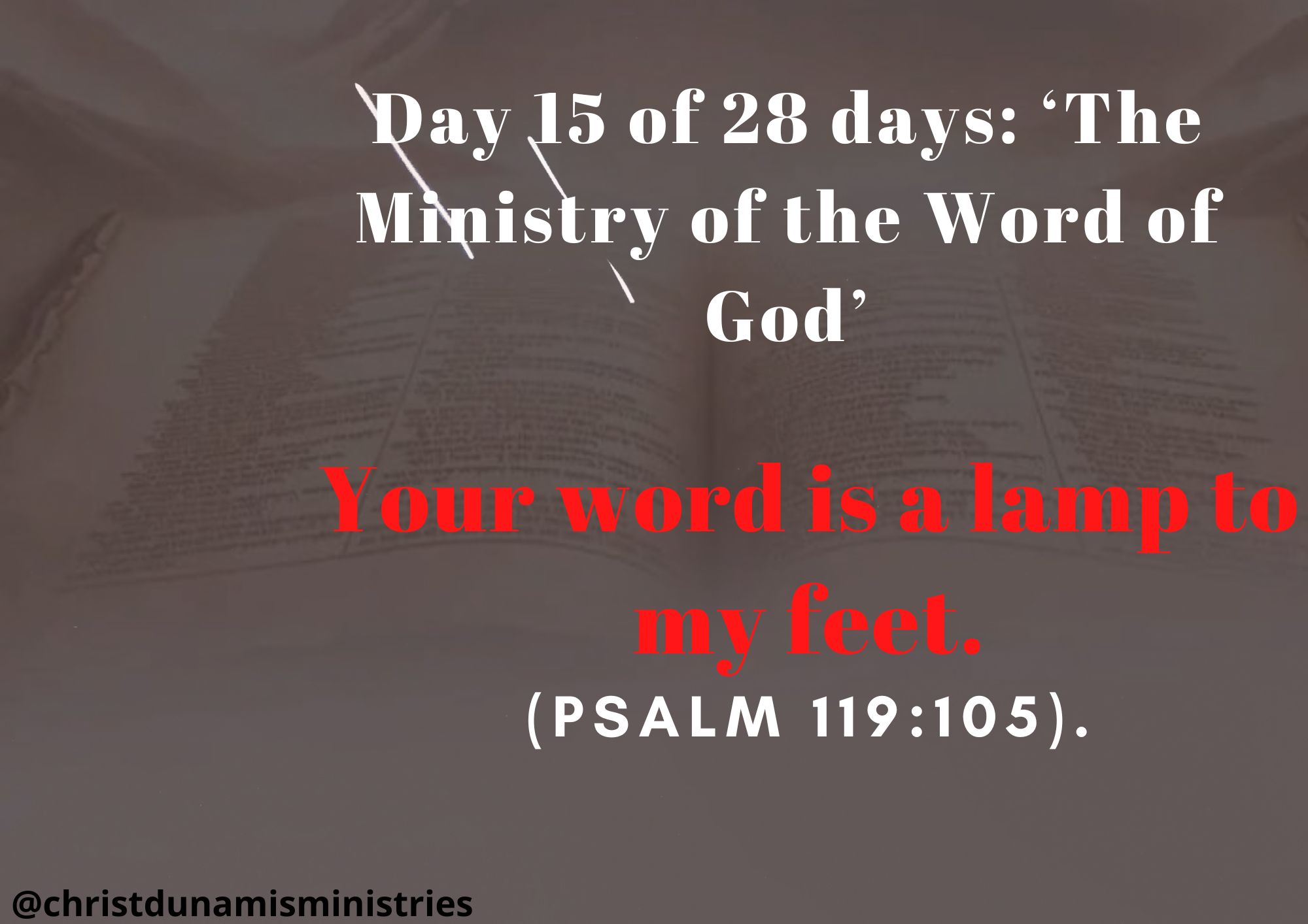 Day 15 of 28 days: ‘The Ministry of the Word of God’ – Your word is a lamp to my feet.