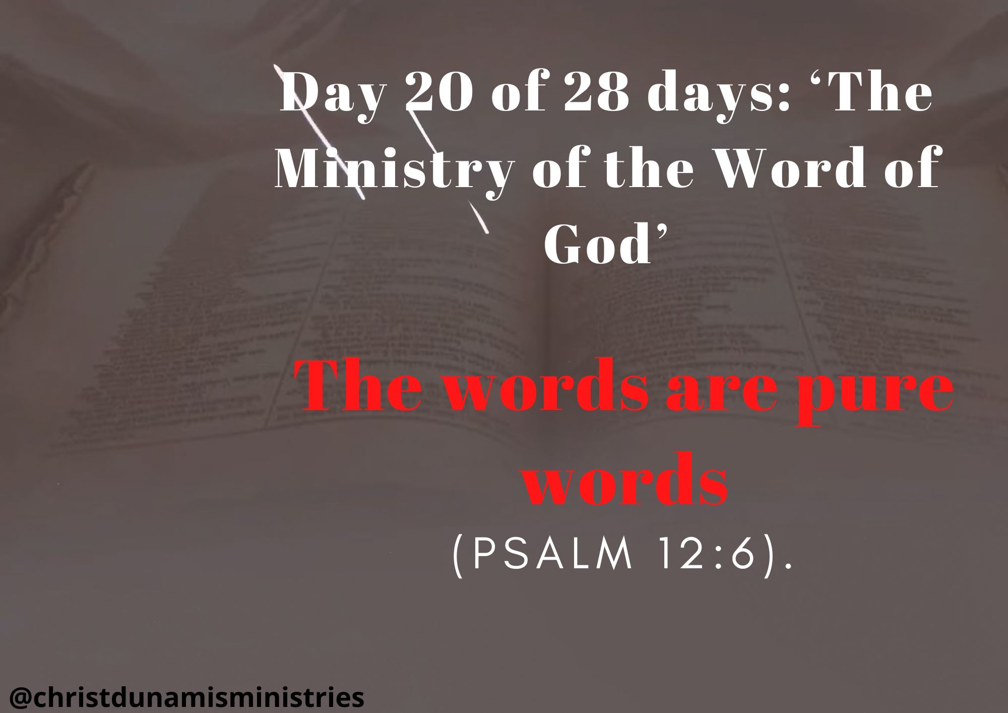 Day 20 of 28 days: ‘The Ministry of the Word of God’ – The words are pure words