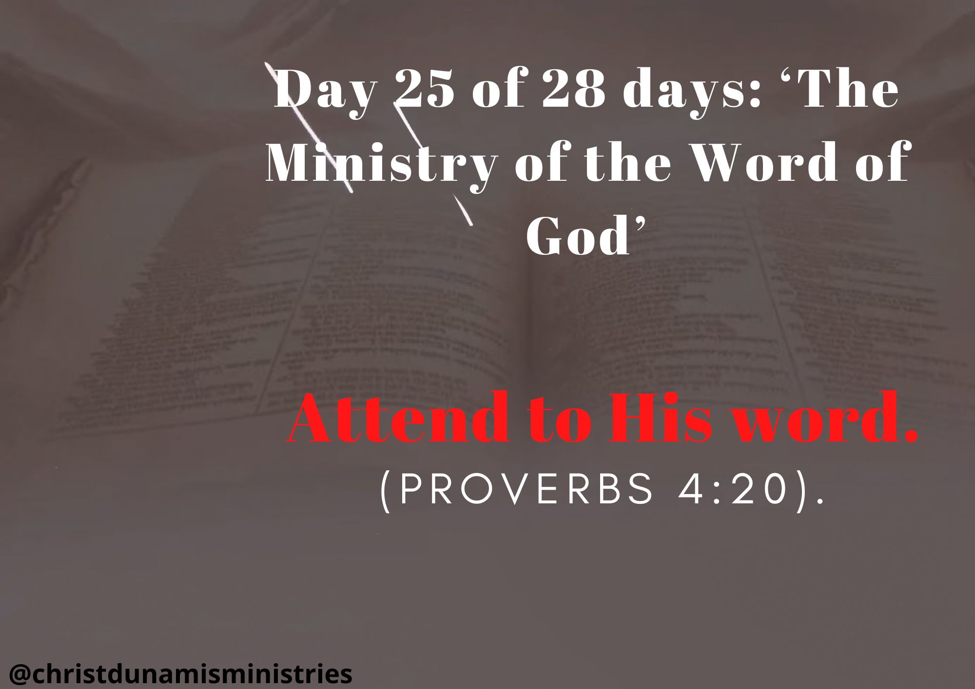 Day 25 of 28 days: ‘The Ministry of the Word of God’ – Attend to His word.