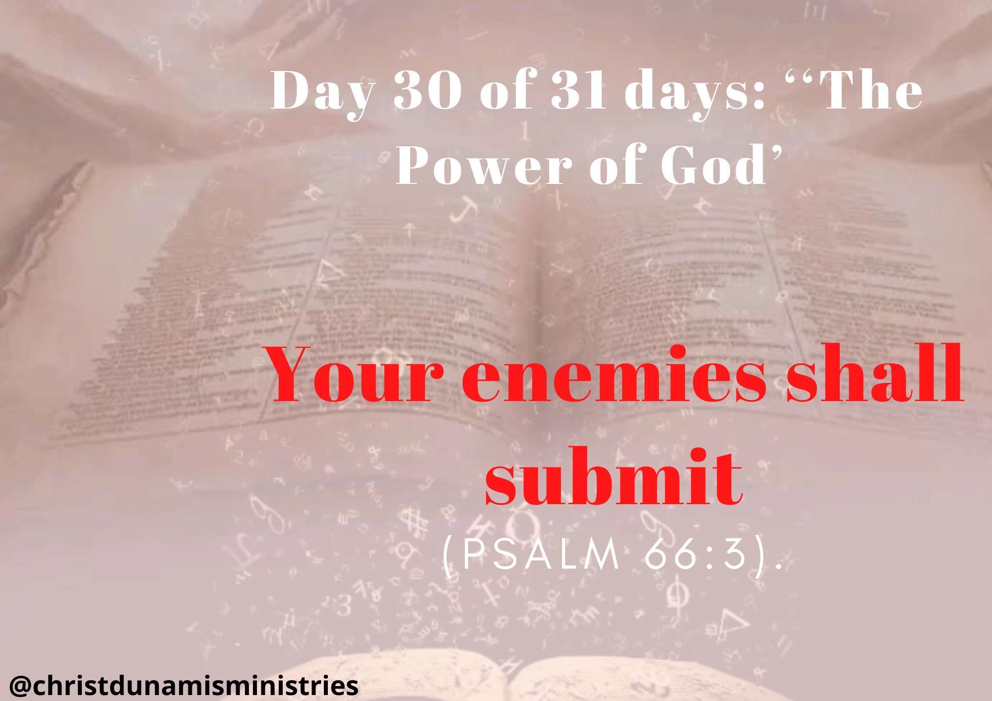 Day 30 of 31 days: ‘‘The Power of God’ – Your enemies shall submit