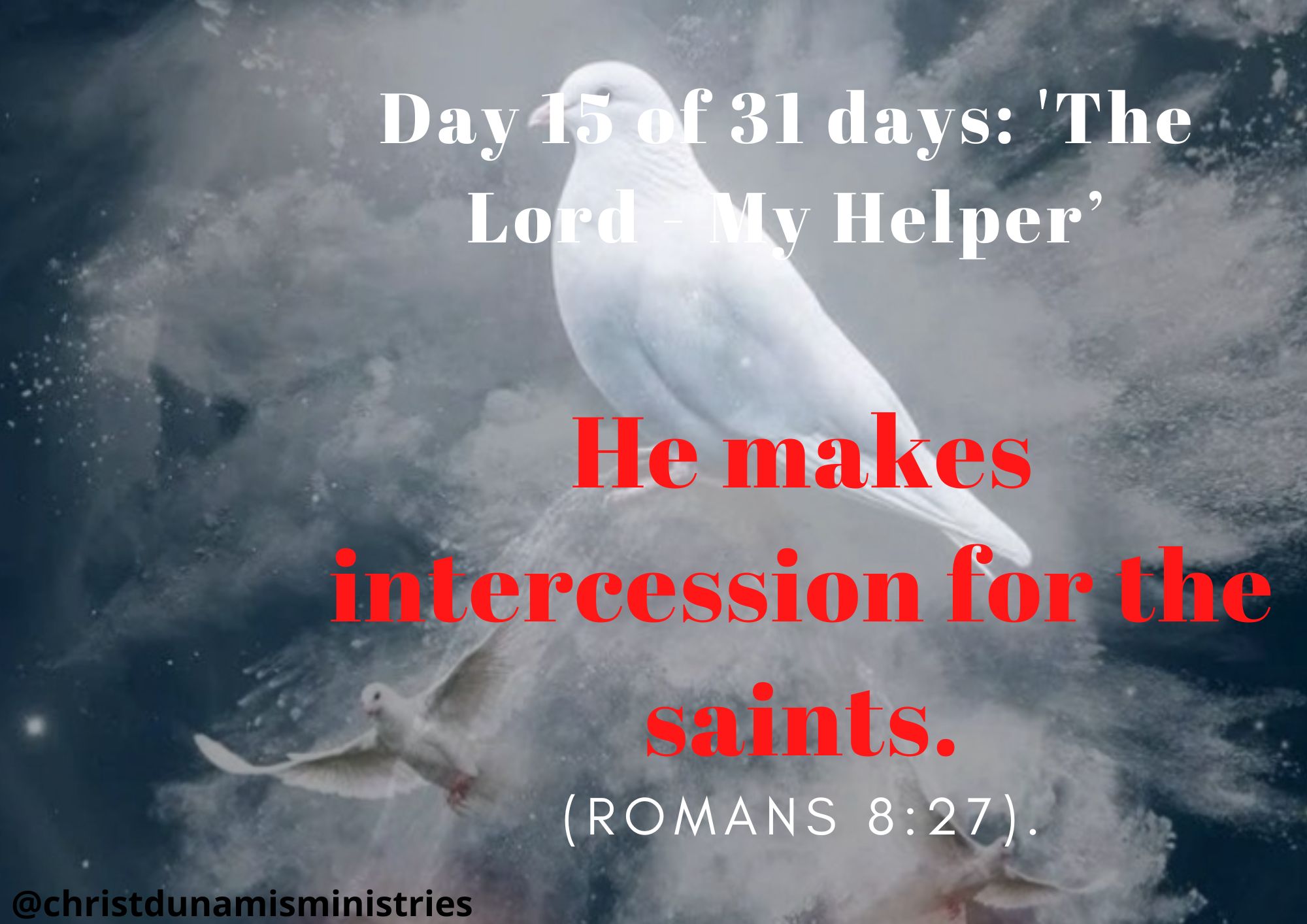 Day 15 of 31 days: 'The Lord - My Helper’– He makes intercession for the saints.