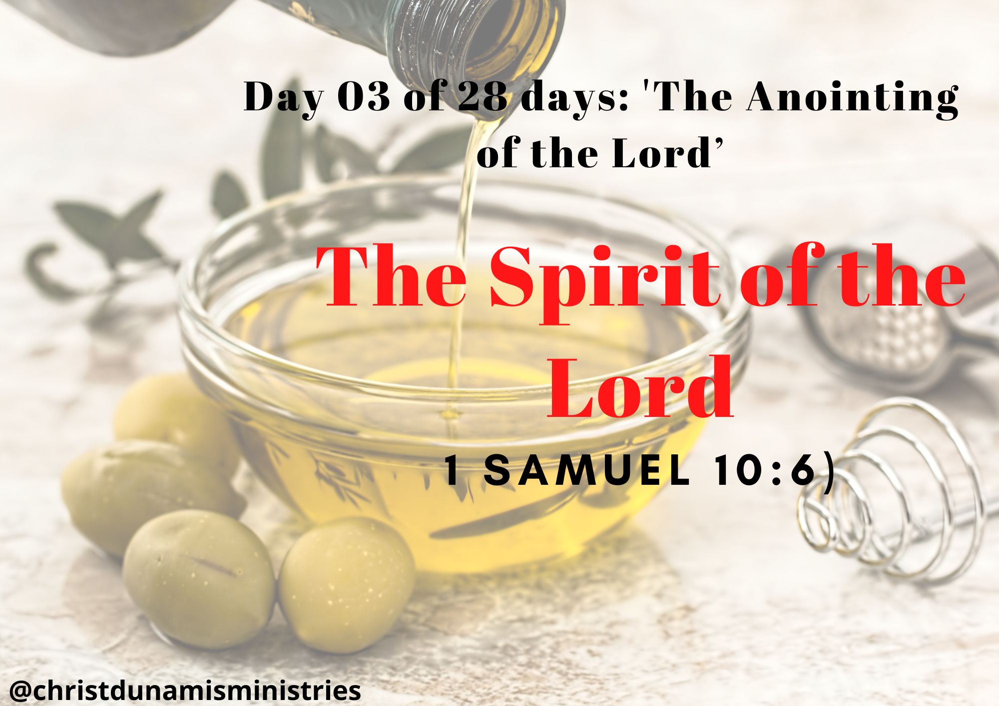 Day 03 of 28 days: 'The Anointing of the Lord’– The Spirit of the Lord