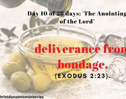 Day 10 of 28 days: 'The Anointing of the Lord’– deliverance from bondage