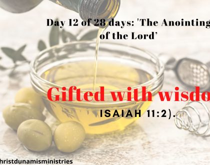 Day 12 of 28 days: 'The Anointing of the Lord’– Gifted with wisdom
