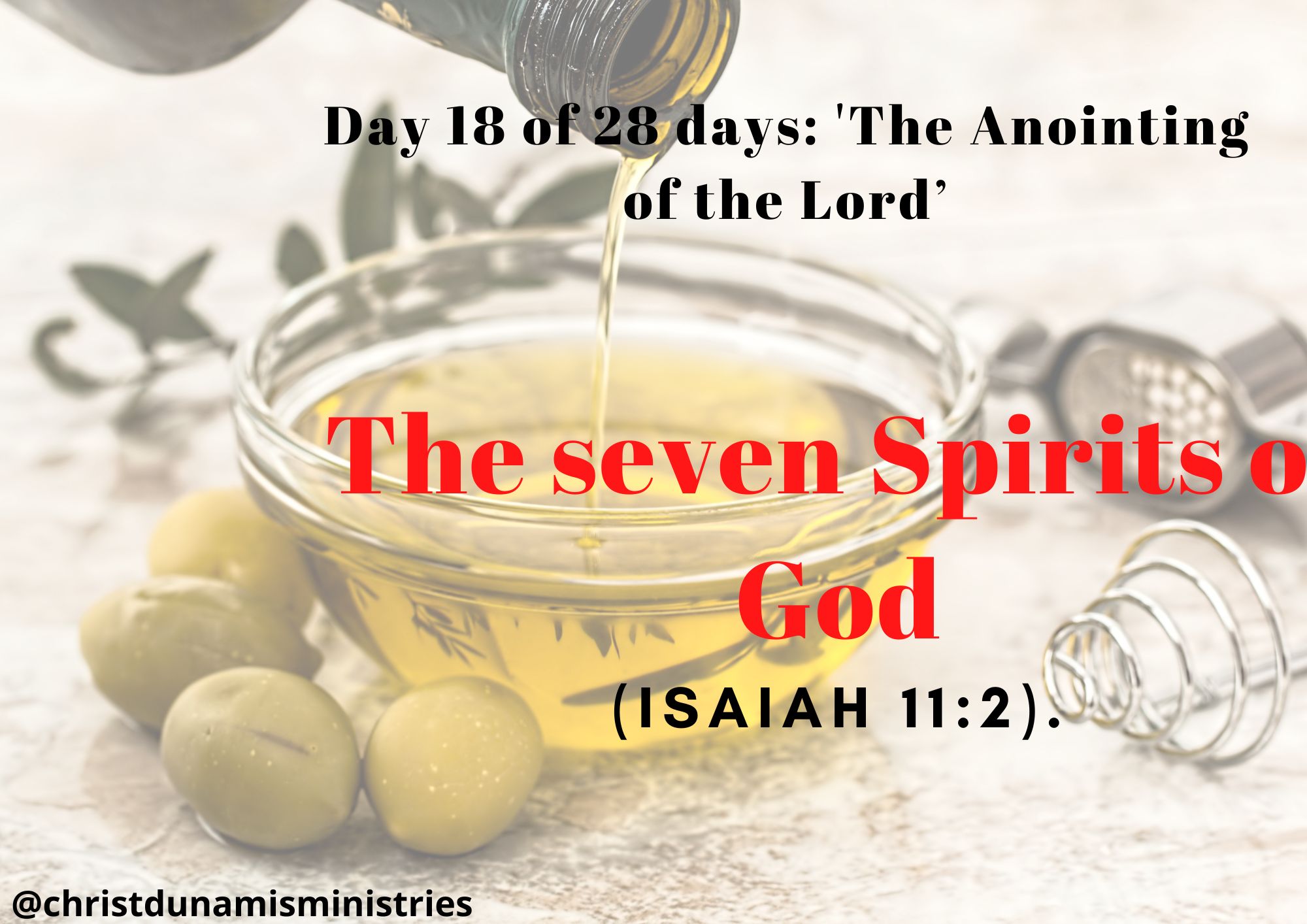Day 18 of 28 days: 'The Anointing of the Lord’– The seven Spirits of God