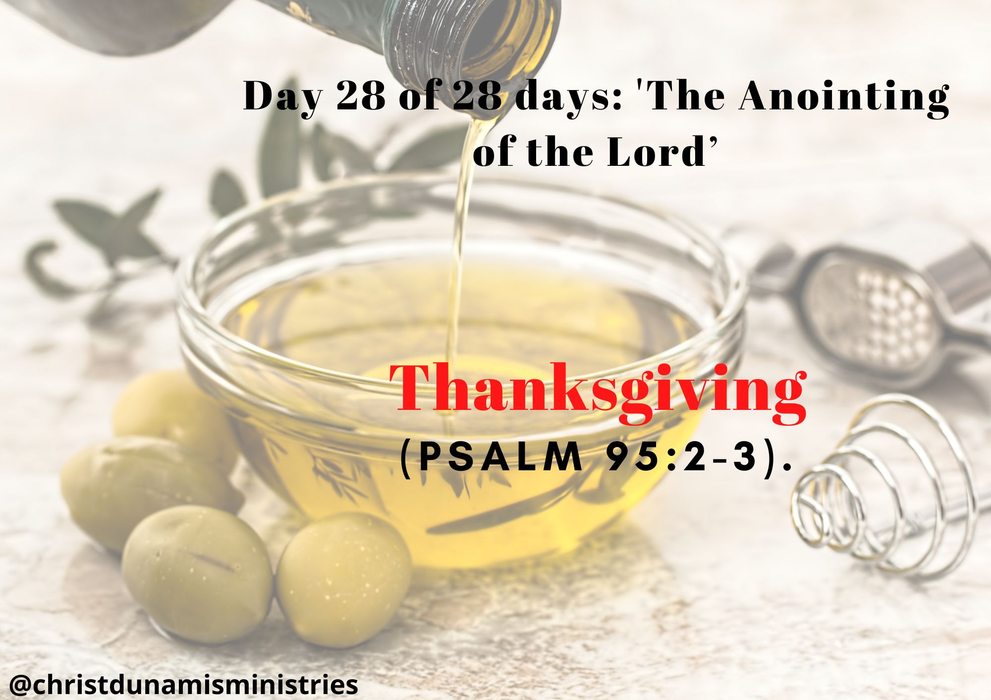 Day 28 of 28 days: 'The Anointing of the Lord’– Thanksgiving